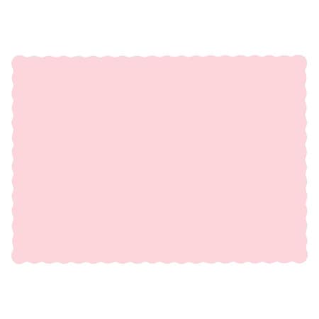 Hoffmaster 10" x 14" Scalloped Pink Paper Placemats, PK1000 310558